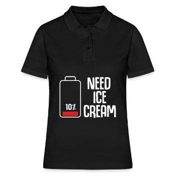 Lustiger Eisdielen Humor bei leerer Batterie - Frauen Polo Shirt - Schwarz - Vorne - Ailine (174cm)