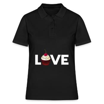 Gâteau amour pâtissier pâtissier cupcake citation - Polo Femme - noir - Devant - Ailine (174cm)