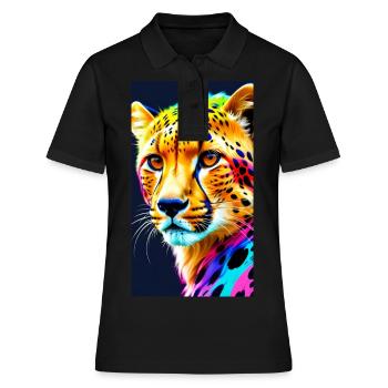 Cheetah Front - Frauen Polo Shirt - Schwarz - Vorne - Ailine (174cm)