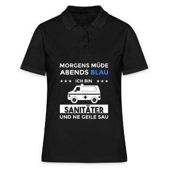 Morgens Müde Abends Blau Sanitäter - Frauen Polo Shirt - Schwarz - Vorne - Ailine (174cm)