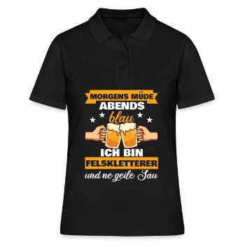 Morgens Müde Abends Blau Felskletterer - Frauen Polo Shirt - Schwarz - Vorne - Ailine (174cm)