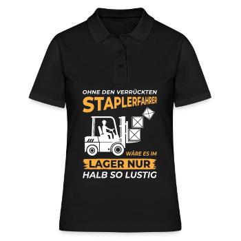 Lagerarbeiter Logistiker Stapler Staplerfahrer - Frauen Polo Shirt - Schwarz - Vorne - Ailine (174cm)
