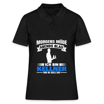 Morgens Müde Abends Blau Kellner - Frauen Polo Shirt - Schwarz - Vorne - Ailine (174cm)