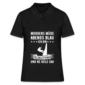 Morgens Müde Abends Blau Felskletterer - Frauen Polo Shirt - Schwarz - Vorne - Ailine (174cm)