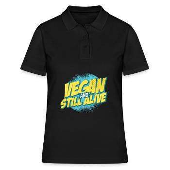 Vegan Veganer - Frauen Polo Shirt - Schwarz - Vorne - Ailine (174cm)