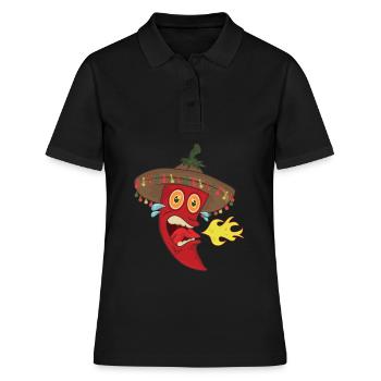 Chilli Kochen Koch - Frauen Polo Shirt - Schwarz - Vorne - Ailine (174cm)
