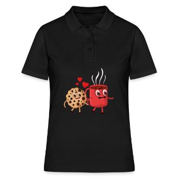 Cookie und Kaffee Liebe - Frauen Polo Shirt - Schwarz - Vorne - Ailine (174cm)