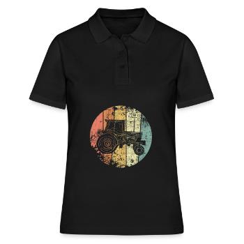 Tracteur Old School Agriculteur - Polo Femme - noir - Devant - Ailine (174cm)