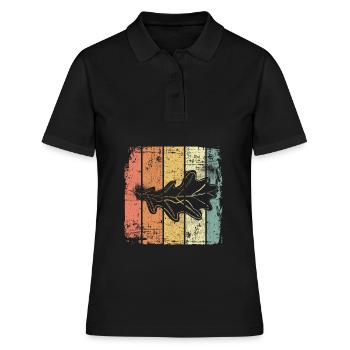 Feuille de chêne vintage - Polo Femme - noir - Devant - Ailine (174cm)