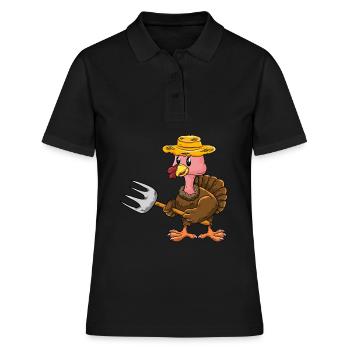 Landwirt Truthahn - Frauen Polo Shirt - Schwarz - Vorne - Ailine (174cm)