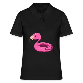 Flamingo Schwimmring - Frauen Polo Shirt - Schwarz - Vorne - Ailine (174cm)