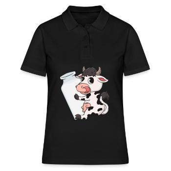 Kuh Milch - Frauen Polo Shirt - Schwarz - Vorne - Ailine (174cm)