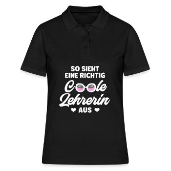 Lehrerin - Frauen Polo Shirt - Schwarz - Vorne - Ailine (174cm)