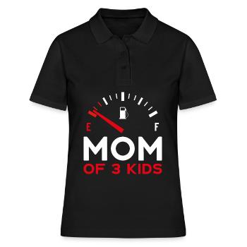 MOM OF 3 KIDS MAMA DREI KINDER - Frauen Polo Shirt - Schwarz - Vorne - Ailine (174cm)