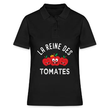 jardinier jardin cadeau femme reine des tomates - Polo Femme - noir - Devant - Ailine (174cm)