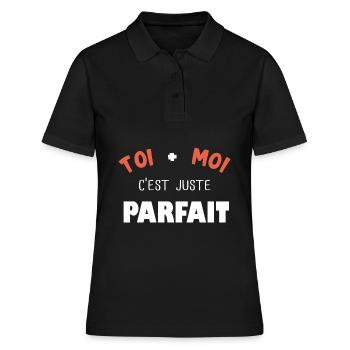 Amoureux humour couple saint valentin - Polo Femme - noir - Devant - Ailine (174cm)