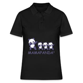 Schwanger werdene Mutter Drillinge Panda - Frauen Polo Shirt - Schwarz - Vorne - Ailine (174cm)