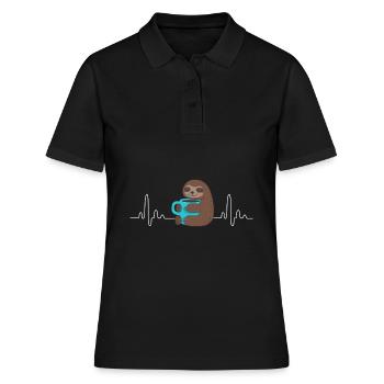 I love coffee t shirt coffee time sholt - Polo Femme - noir - Devant - Ailine (174cm)