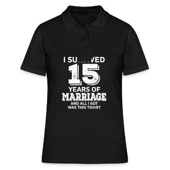 J'ai survécu 15 ans de mariage le jour du mariage - Polo Femme - noir - Devant - Ailine (174cm)