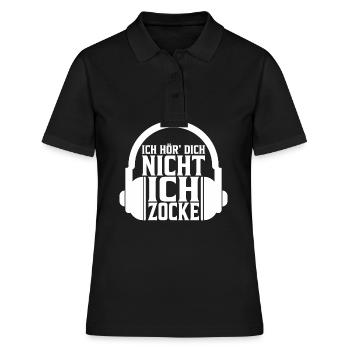 Ich hoer dich nicht ich Zocke Gamer Zocker - Frauen Polo Shirt - Schwarz - Vorne - Ailine (174cm)