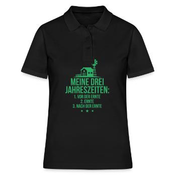 Meine drei Jahreszeiten Ernte Bauer Landwirt - Frauen Polo Shirt - Schwarz - Vorne - Ailine (174cm)