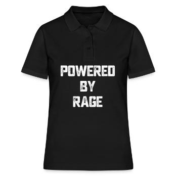 Powered by Rage Motivation Geschenk - Frauen Polo Shirt - Schwarz - Vorne - Ailine (174cm)