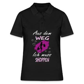 Ich muss Shoppen- Shopping Spruch Design - Frauen Polo Shirt - Schwarz - Vorne - Ailine (174cm)