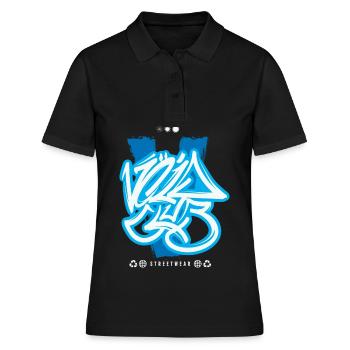 Graffiti urbain streetwear - Polo Femme - noir - Devant - Ailine (174cm)