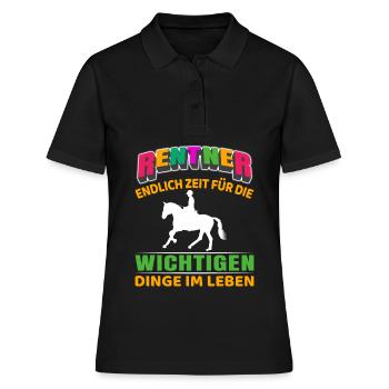 Rentner Rente Rentenbeginn Reiten Pferd Reiter - Frauen Polo Shirt - Schwarz - Vorne - Ailine (174cm)