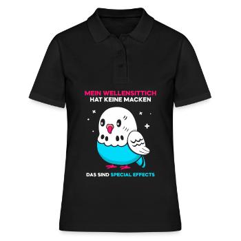 Mein Wellensittich hat keine Macken - Frauen Polo Shirt - Schwarz - Vorne - Ailine (174cm)