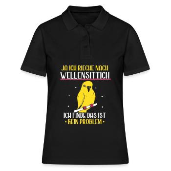 Ja ich rieche nach Wellensittich - Frauen Polo Shirt - Schwarz - Vorne - Ailine (174cm)