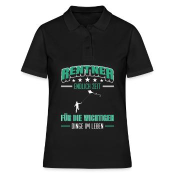 Rentner Rente Rentenbeginn Drachen steigen - Frauen Polo Shirt - Schwarz - Vorne - Ailine (174cm)