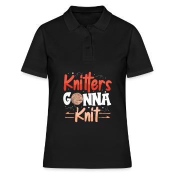 Knitters gonna knit - Frauen Polo Shirt - Schwarz - Vorne - Ailine (174cm)