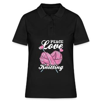 Peace Love Knitting - Frauen Polo Shirt - Schwarz - Vorne - Ailine (174cm)