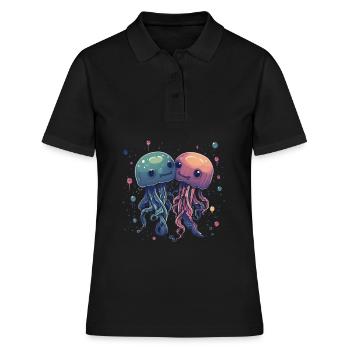 Méduses animaux mignons - Polo Femme - noir - Devant - Ailine (174cm)