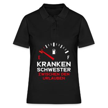 KRANKENSCHWESTER ZWISCHEN DEN URLAUBEN - Frauen Polo Shirt - Schwarz - Vorne - Ailine (174cm)