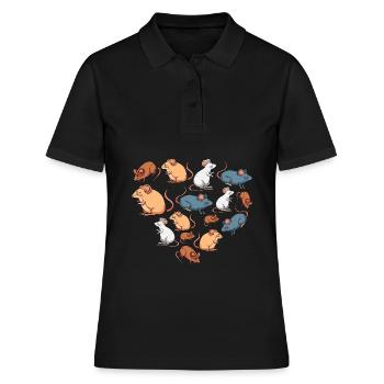Herz Mäuse Maus - Frauen Polo Shirt - Schwarz - Vorne - Ailine (174cm)