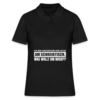 Ich bin angezogen und sitze am Schreibtisch - Frauen Polo Shirt - Schwarz - Vorne - Ailine (174cm)