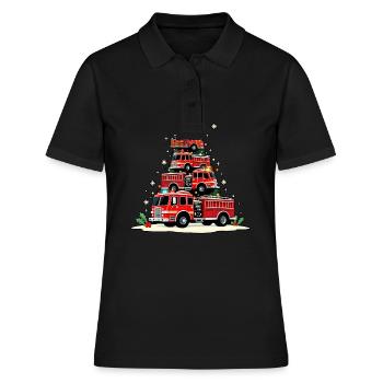 Camion de pompiers drôle, Camion de pompiers, Noël - Polo Femme - noir - Devant - Ailine (174cm)