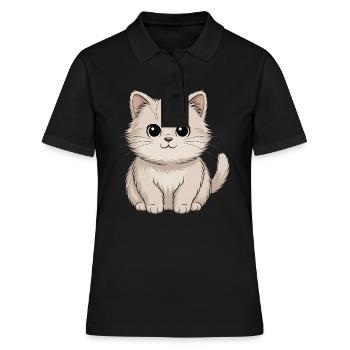 Perserkatze - Frauen Polo Shirt - Schwarz - Vorne - Ailine (174cm)