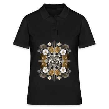 Jesus Christus, Heiliges Herz Jesu, Rosen-Dekor - Frauen Polo Shirt - Schwarz - Vorne - Ailine (174cm)
