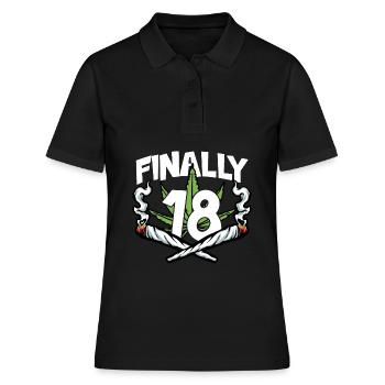 ENFIN 18 ANNIVERSAIRE 2004 FUMER DU CANNABIS - Polo Femme - noir - Devant - Ailine (174cm)