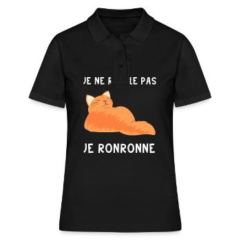 je ronronne, drôle de chat - Polo Femme - noir - Devant - Ailine (174cm)
