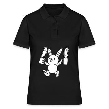 Lapin avec tronçonneuse - tronçonneuse lapin - Polo Femme - noir - Devant - Ailine (174cm)