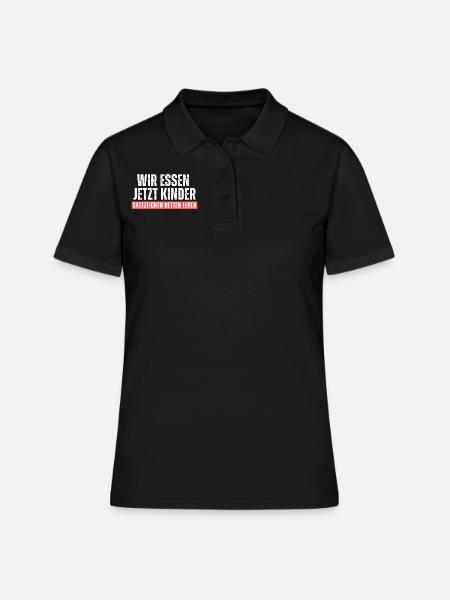 Wir essen Kinder. Satzzeichen retten leben! Spruch - Frauen Polo Shirt - Schwarz