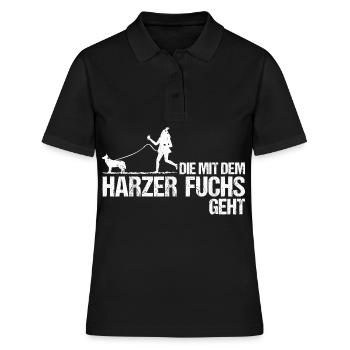 Harzer Fuchs Die mit dem geht spruch für Frauchen - Frauen Polo Shirt - Schwarz - Vorne - Ailine (174cm)