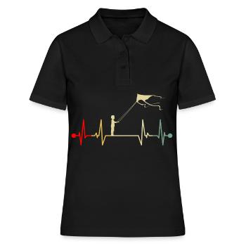 Drachensteigen Drachen Steigen Herzschlag Retro - Frauen Polo Shirt - Schwarz - Vorne - Ailine (174cm)