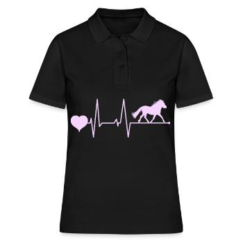 Shetland Pony Herzschlag Pink - Frauen Polo Shirt - Schwarz - Vorne - Ailine (174cm)