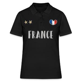 Maillot de football France Drapeau français - Polo Femme - noir - Devant - Ailine (174cm)