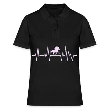 Islandpferd Tölt Pink Herzschlag - Frauen Polo Shirt - Schwarz - Vorne - Ailine (174cm)